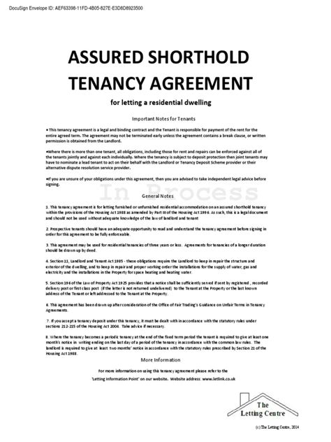 Assured Shorthold Tenancy Agreement Template - Octo Property
